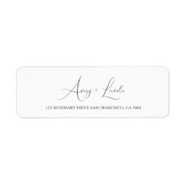 Etiqueta Simple Classy White & Black Script Wedding Address