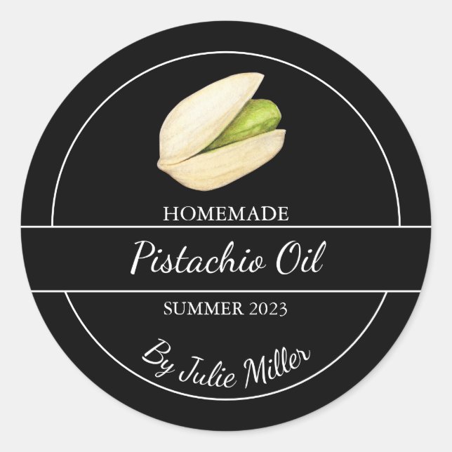 Etiqueta simple de aceite de pistachio casero | Ne (Anverso)