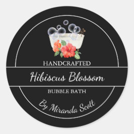 Etiqueta simple de baño de burbujas de hibiscus ca