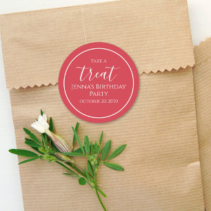 Etiqueta simple de caligrafía de cumpleaños rojo p