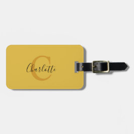 Etiqueta simple de equipaje de monograma amarillo