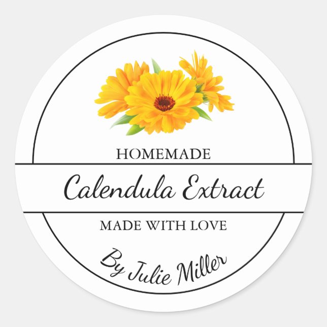 Etiqueta simple de extracción de Calendula casera (Anverso)