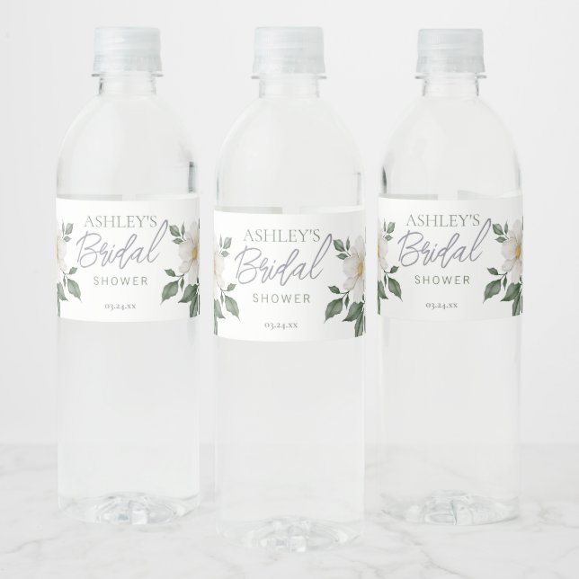 Etiqueta simple de frasco de agua de novia floral  (Botellas)