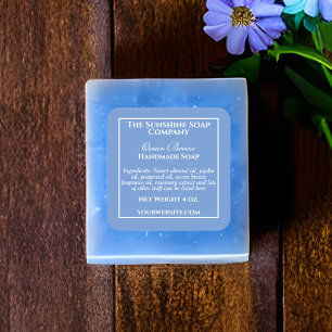 Etiqueta simple de jabón azul y cosméticos