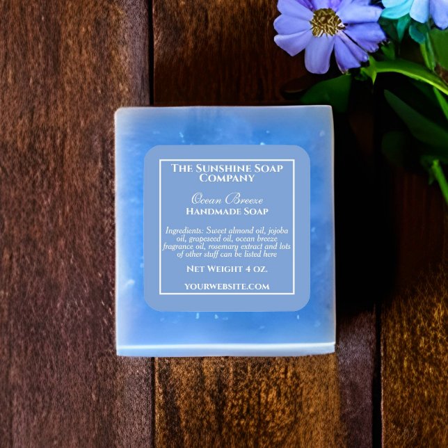 Etiqueta simple de jabón azul y cosméticos (Subido por el creador)
