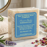 Etiqueta simple de jabón cosmético azul turquesa y