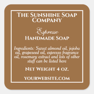Etiqueta simple de jabón marrón y cosméticos