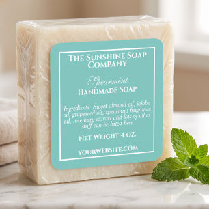Etiqueta Simple de Jabón y Cosméticos Verde Azulad