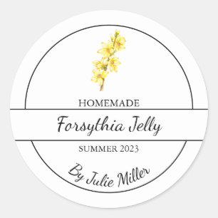 Etiqueta Simple de Mermelada Casera de Forsythia