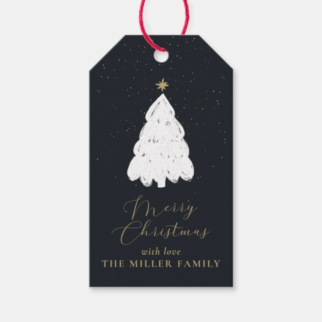 Etiqueta simple de regalo de árbol de Navidad mari (Anverso)