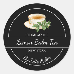 Etiqueta simple de té de limón casero con balón de