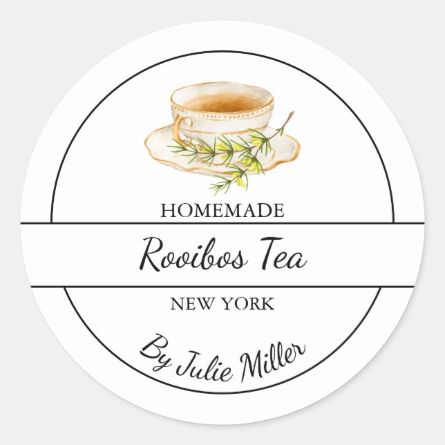 Etiqueta Simple de Té Rooibos Casero (Anverso)