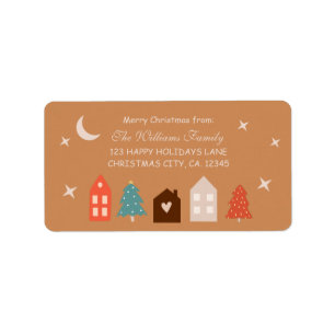 Etiqueta Simple Earth Tone Merry Christmas