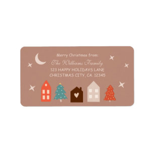 Etiqueta Simple Earth Tone Merry Christmas
