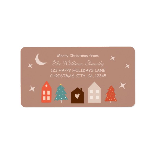 Etiqueta Simple Earth Tone Merry Christmas (Frente)