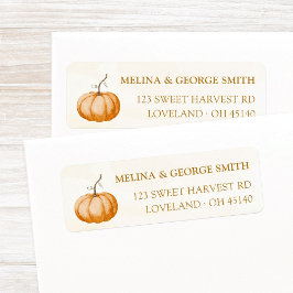 Etiqueta Simple Elegant Watercolor Pumpkin Return Address