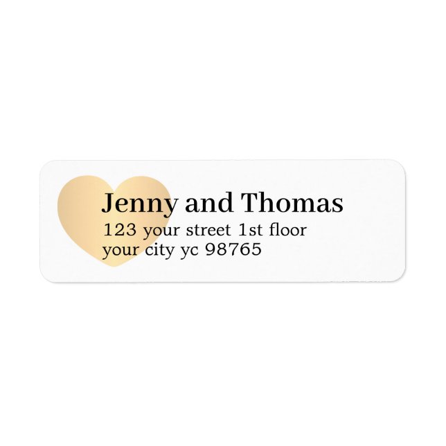Etiqueta Simple Elegant White Gold Heart Wedding Label (Frente)