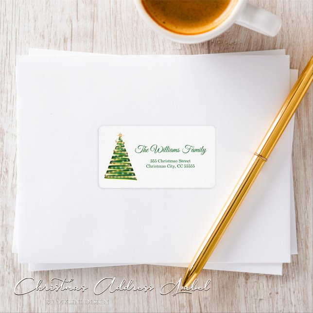 Etiqueta Simple Gold Green Christmas Tree (Subido por el creador)