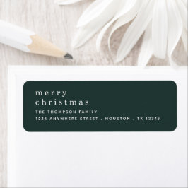 Etiqueta Simple Green White Merry Christmas Return Address