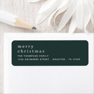 Etiqueta Simple Green White Merry Christmas Return Address