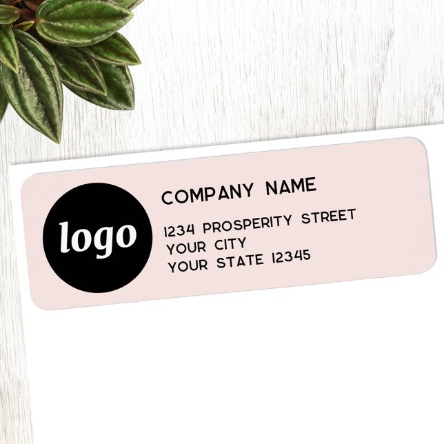 Etiqueta Simple Logo Rosa Pálido Dirección de Devolución de (Logo blush pink promotional business return address label)