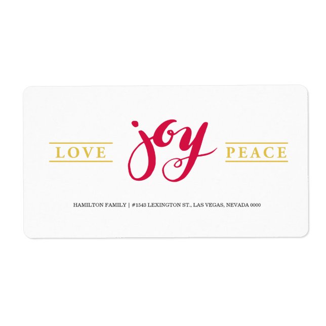 Etiqueta Simple Love Joy Peace (Frente)