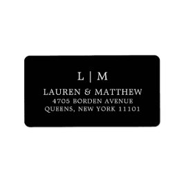 Etiqueta Simple matrimonio elegante monograma negro