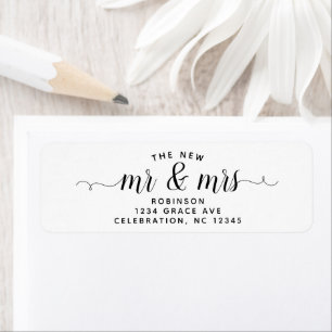 Etiqueta Simple Modern El Nuevo Guión Mr & Mrs Boda