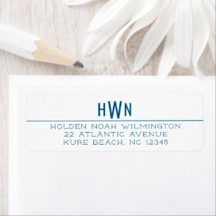 Etiqueta Simple Moderno Monograma Profesional Azul para Hom