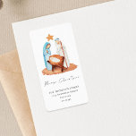 Etiqueta Simple Natividad Merry Christmas Return Address<br><div class="desc">Simple Natividad Feliz Regreso de Navidad. Un guión elegante para Feliz Navidad y el resto del texto es fácil de personalizar.</div>