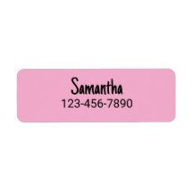 Simple rosa pálido y negro nombre número de teléfo