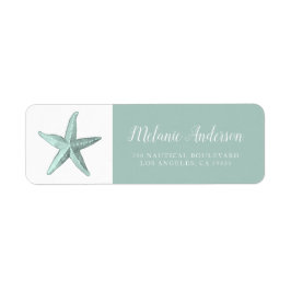 Etiqueta Simple Seaglass Watercolor Starfish Return Address