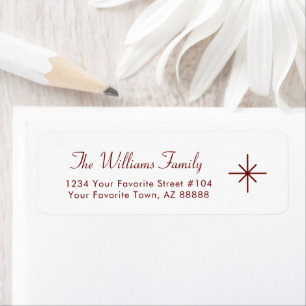 Etiqueta Simple Snowflake Red Typography Return Address
