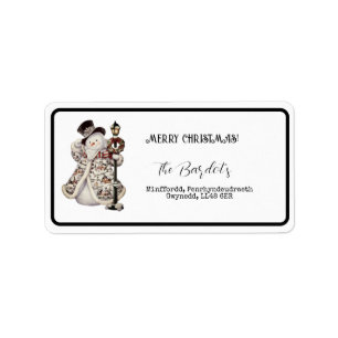 Etiqueta Simple Snowman Lamp Post