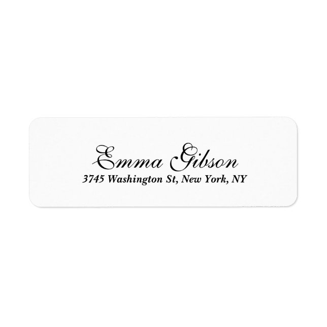 Etiqueta Simple White Classical Profesional Elegante Script (Frente)