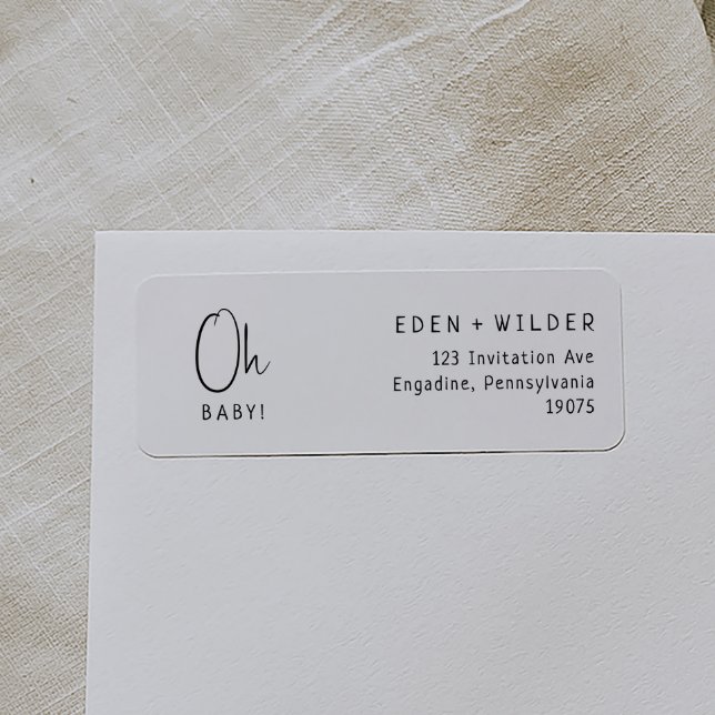 Etiqueta Simple y moderna dirección de Baby Shower Oh Baby  (Subido por el creador)