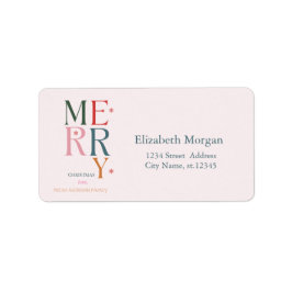 Etiqueta Simplemente colorido Feliz Navidad Rosa