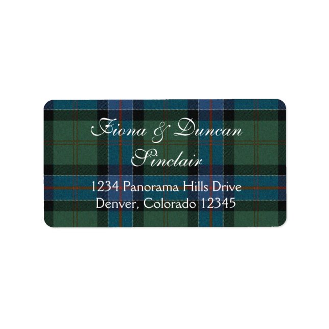 Etiqueta Sinclair Ancient Hunting Tartan Scottish (Frente)