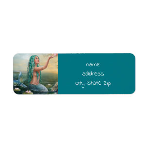 Etiqueta sirena cabelluda verde