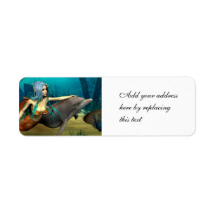 Etiqueta Sirena Elfa Marina y Arte de Fantasía de Delfín