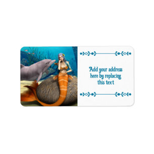 Etiqueta Sirena Triste y Delfín