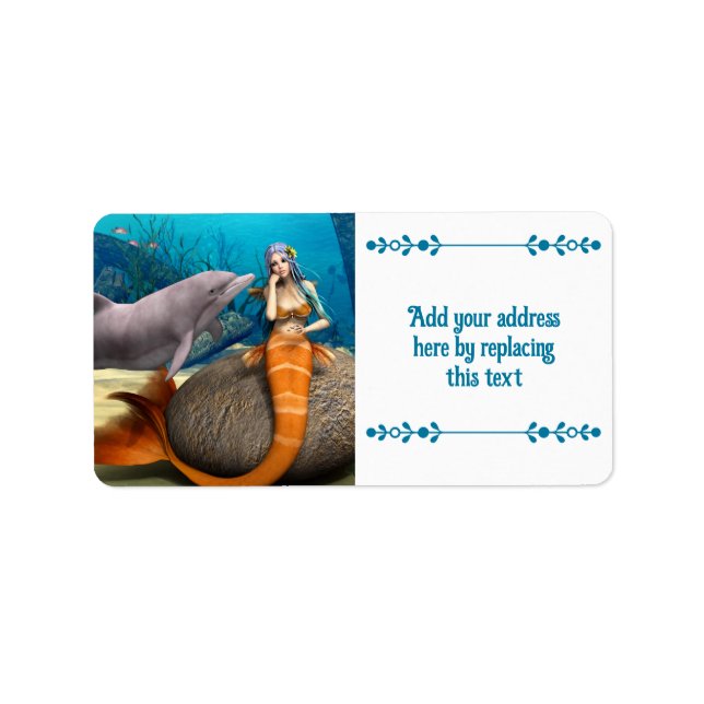 Etiqueta Sirena Triste y Delfín (Frente)