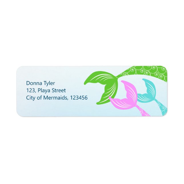 Etiqueta Sirena y amigos fiesta de cumpleaños (Frente)