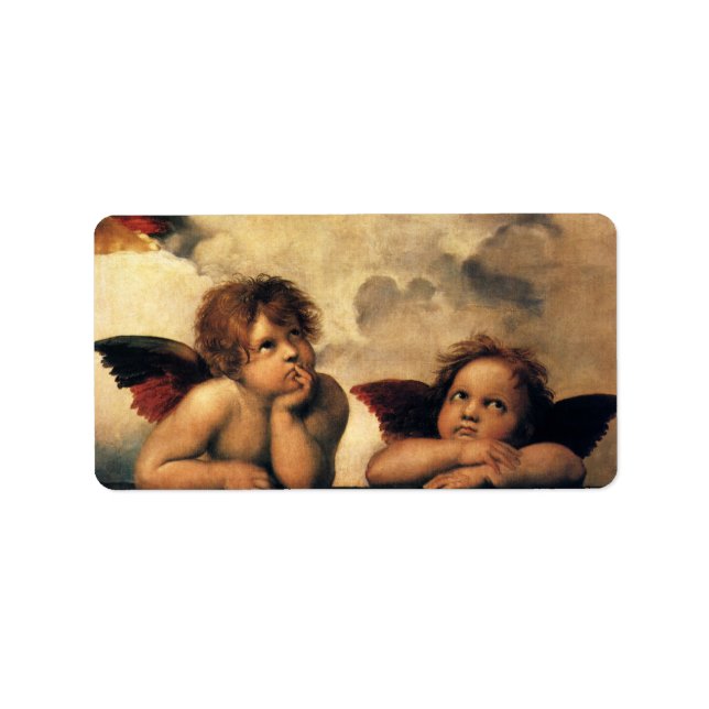 Etiqueta Sistine Madonna Angels por Raphael Sanzio (Frente)