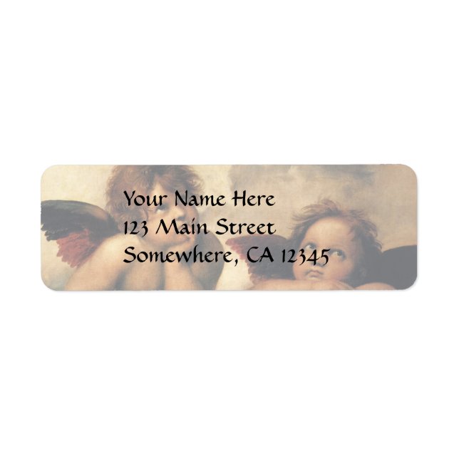 Etiqueta Sistine Madonna Angels por Raphael Sanzio (Frente)