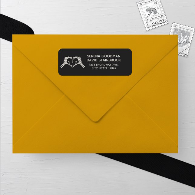 Etiqueta Skeleton Hands Heart Wedding Address Label (Subido por el creador)