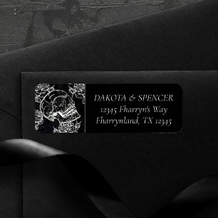 Etiqueta Skull Rosa Chalk   Funky Gothic Grunge Address