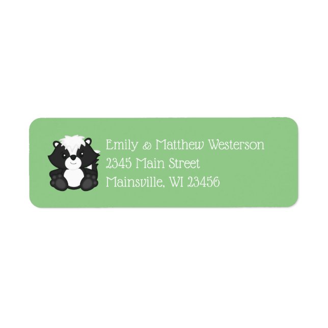 Etiqueta Skunk Baby Shower Green (Frente)