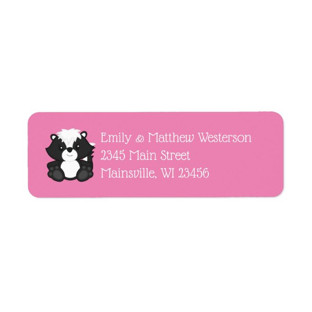 Etiqueta Skunk Baby Shower Pink (Frente)