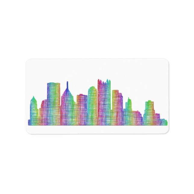 Etiqueta Skyline de Pittsburgh (Frente)